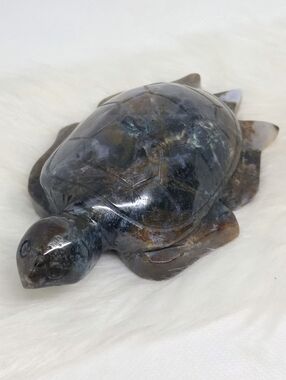 Large Moss Agate Turtle Carving Luxury Crystal Collector Statement Piece